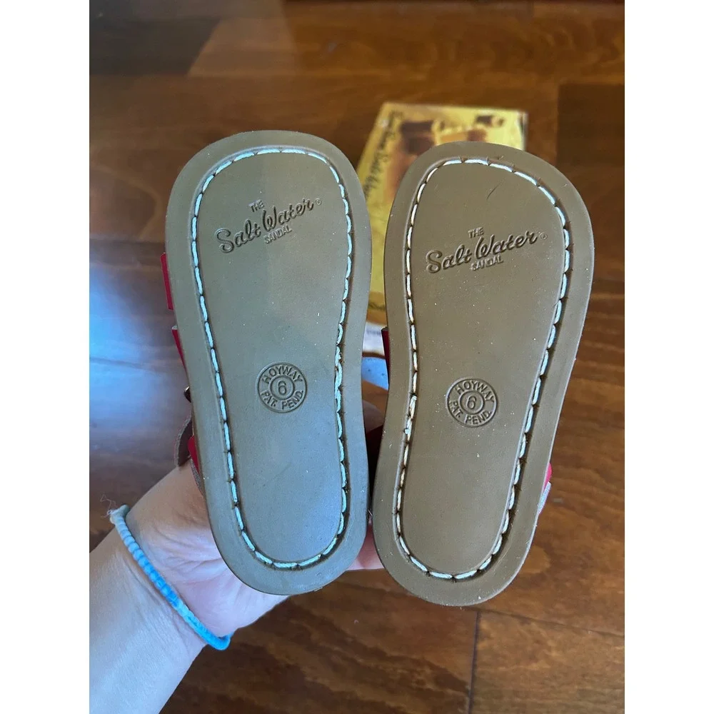 Salt Water Sandals‎ Hoy Shoes The Original Red Leather Kids Size 6 Toddler NEW